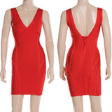 Sexy V-Neck Bandage Dress Red