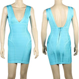 Sexy V-Neck Bandage Dress Baby Blue
