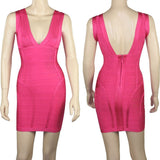 Sexy V-Neck Bandage Dress Rose Pink
