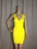 Sexy V-Neck Bandage Dress Yellow