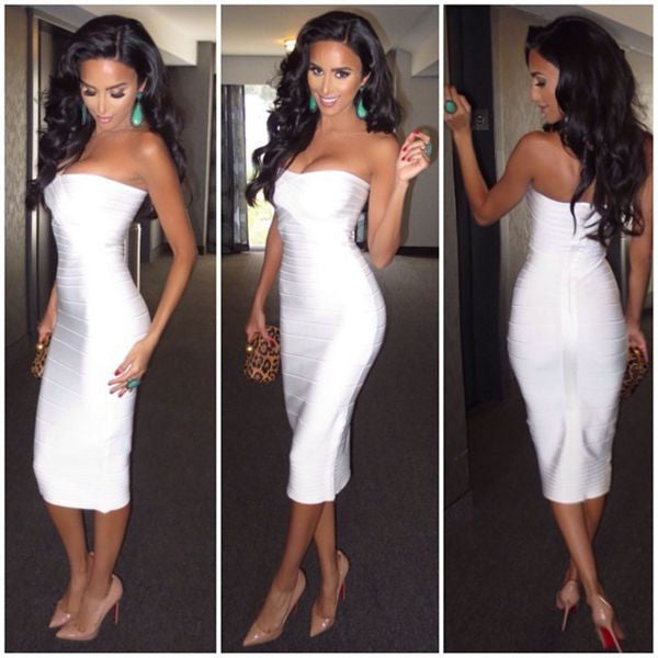 Strapless Mid-Calf Bandage Dress